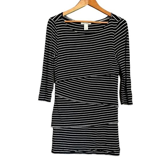 3 for $30! White House Black Market black and white striped tunic - Picture 1 of 10